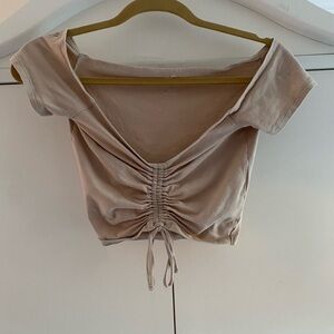 Hollister Beige Ruched Crop babydoll top. Y2K whismigoth